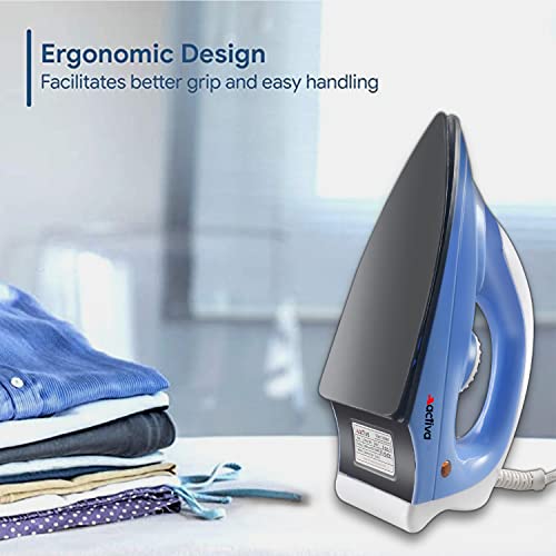 ACTIVA Plastic Coral 900 Watts Light Weight Dry Iron, Wrinkles free Ironing, Non Stick Teflon Coating, Over Heat Safety, ISI Marked, Swivel Cord, Auto Temperature, 1 Year Warranty (Blue & White) - Image 2