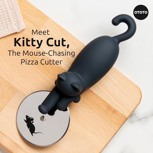 OTOTO Kitty Cut Pizza Cutter Wheel - Pizza Cutters Stainless Steel, Funny Kitchen Gadgets and Kitchen Gifts, Cat Gift for Women Cat Lovers - Image 3