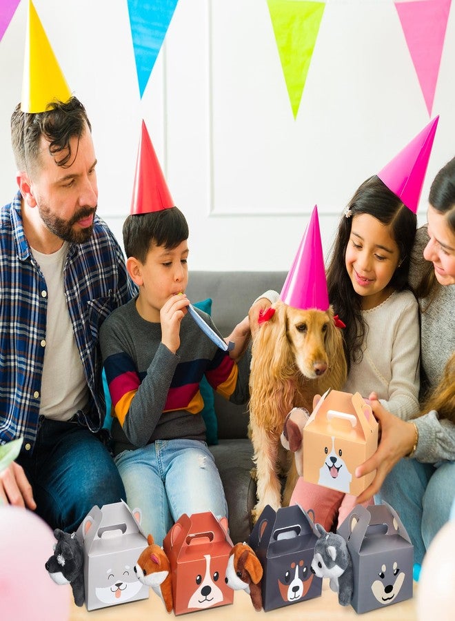 Fainne 12 Pcs Dog Party Favors Boxes with 12 Pcs Mini Plush Dog Set Adopt a Puppy Party Favors Treat Boxes Foldable Gift Puppy Theme Stuffed Animal for Birthday Supplies Decoration(Cute) - Image 4