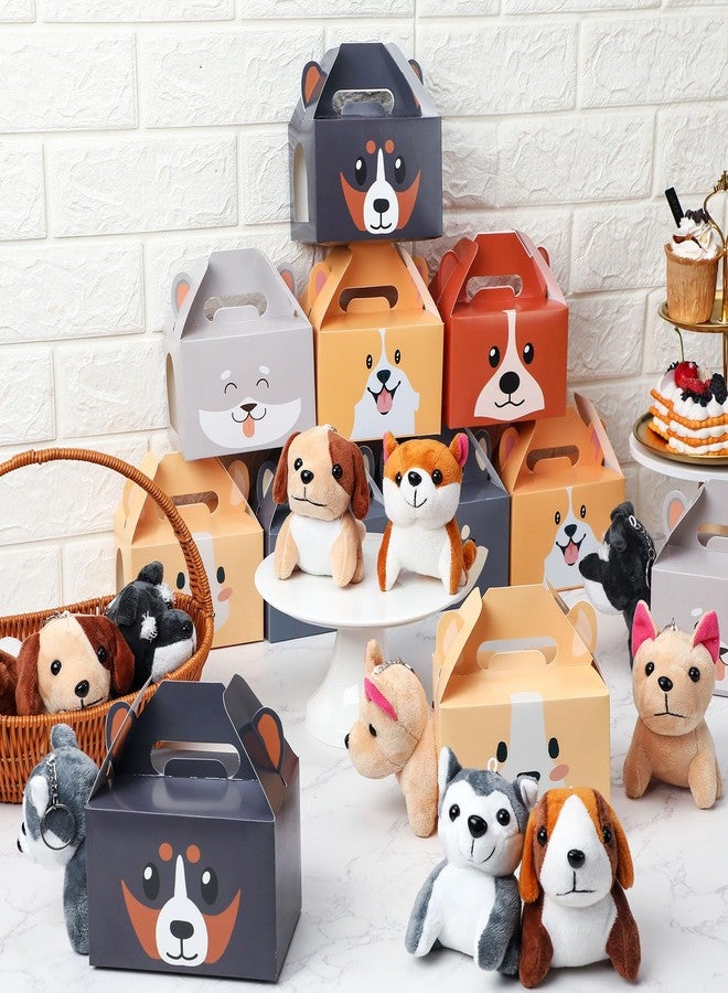Fainne 12 Pcs Dog Party Favors Boxes with 12 Pcs Mini Plush Dog Set Adopt a Puppy Party Favors Treat Boxes Foldable Gift Puppy Theme Stuffed Animal for Birthday Supplies Decoration(Cute) - Image 2