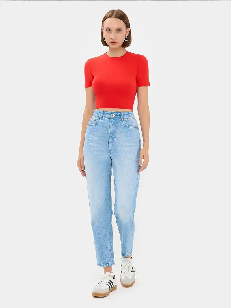 HICCUP Crew Neck Basic Crop top