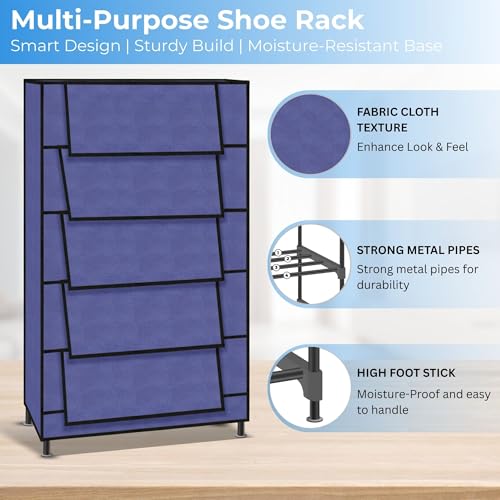 TRENDY Multipurpose Shoe Rack Cabinet 5 Layer All-in-one Storage Organizer with Dustproof Cover | Space-Saving Shoe Stand for Home, Wardrobe & Entryway - Image 5