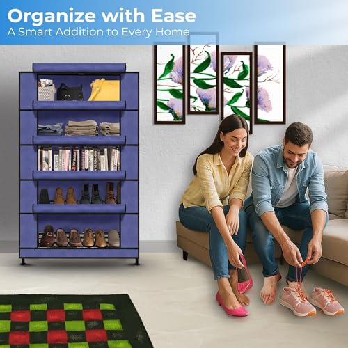 TRENDY Multipurpose Shoe Rack Cabinet 5 Layer All-in-one Storage Organizer with Dustproof Cover | Space-Saving Shoe Stand for Home, Wardrobe & Entryway - Image 4