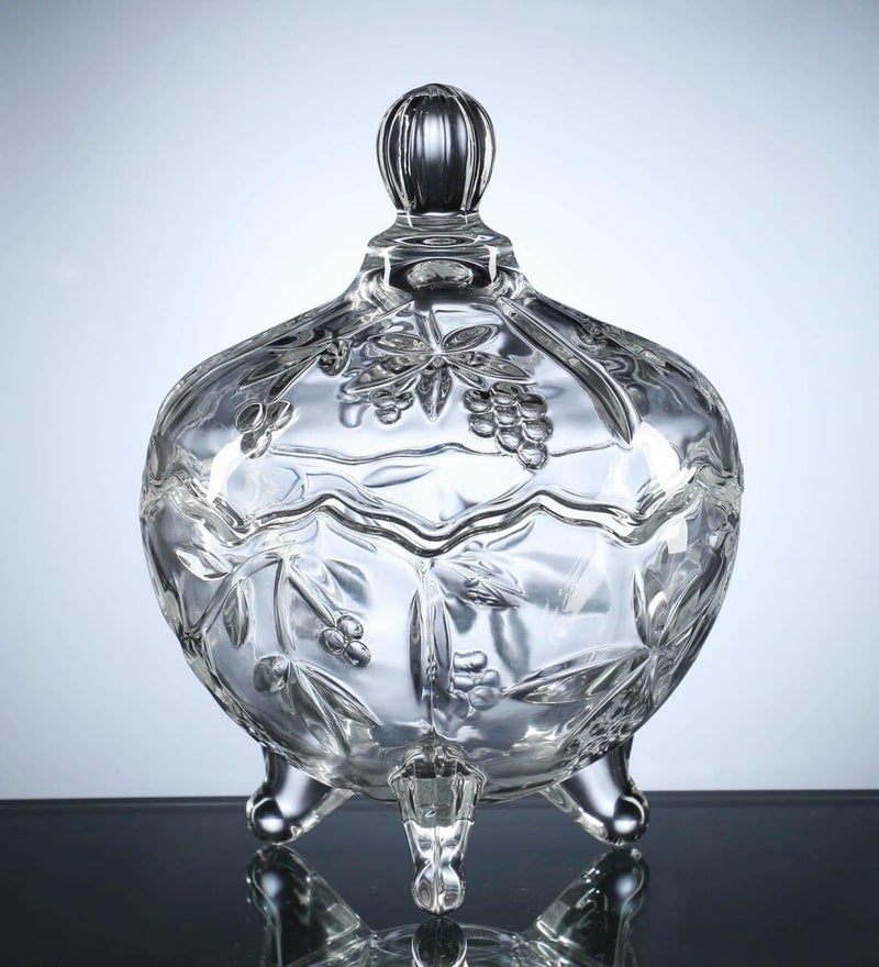 Mevanta Premium Glass Candy Dish with Lid, Clear Glass Candy Jar, Cookie Jar, Decorative Candy Bowl, Jewellery Dish, Covered Candy Jars for Buffet, Kitchen, Home, Office Desk (1, Spiral-D) - Image 5