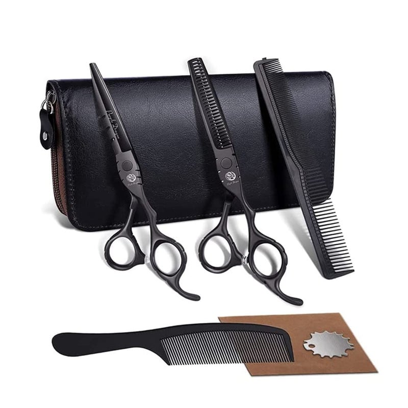 Purple Dragon Professional Japan 440C Hair Salon Cutting Shear and Barber Thinning Scissor Hairdressing Shear Set with Bag - Image 1