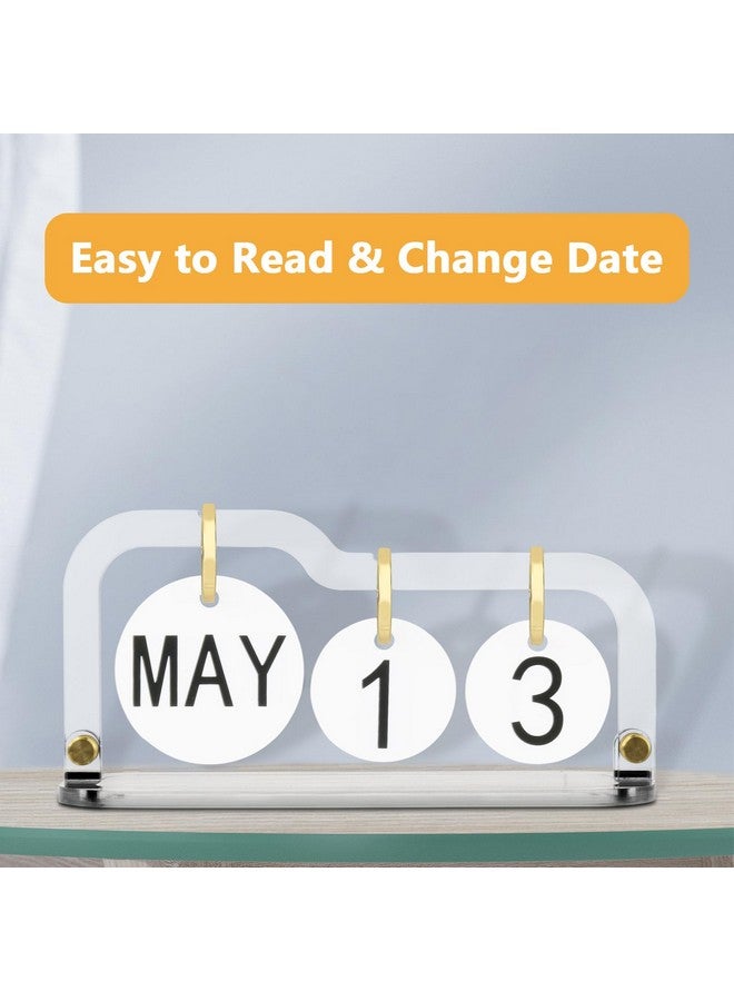 Homakover Acrylic Perpetual Desk Calendar 2023-2024 Standing Flip, Vintage Desktop Flip Calendar With Acrylic Month Date Large Display Blocks, Daily Flip Calendar For Home Office Decor Desk Accessories (Style - Image 4