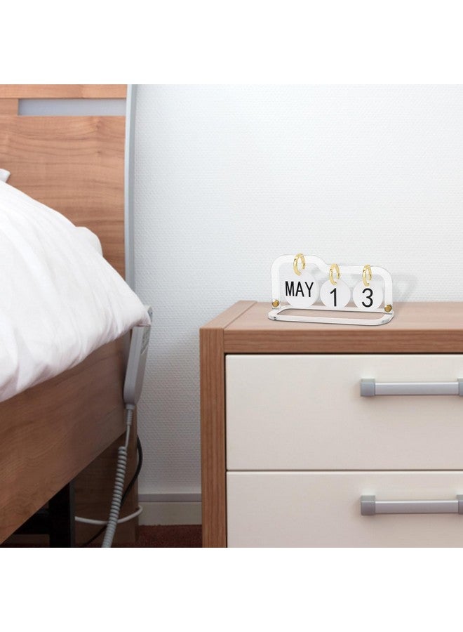 Homakover Acrylic Perpetual Desk Calendar 2023-2024 Standing Flip, Vintage Desktop Flip Calendar With Acrylic Month Date Large Display Blocks, Daily Flip Calendar For Home Office Decor Desk Accessories (Style - Image 5