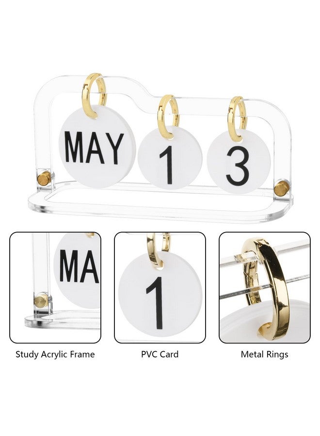 Homakover Acrylic Perpetual Desk Calendar 2023-2024 Standing Flip, Vintage Desktop Flip Calendar With Acrylic Month Date Large Display Blocks, Daily Flip Calendar For Home Office Decor Desk Accessories (Style - Image 2