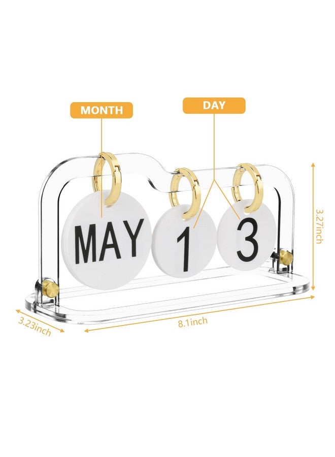 Homakover Acrylic Perpetual Desk Calendar 2023-2024 Standing Flip, Vintage Desktop Flip Calendar With Acrylic Month Date Large Display Blocks, Daily Flip Calendar For Home Office Decor Desk Accessories (Style - Image 3