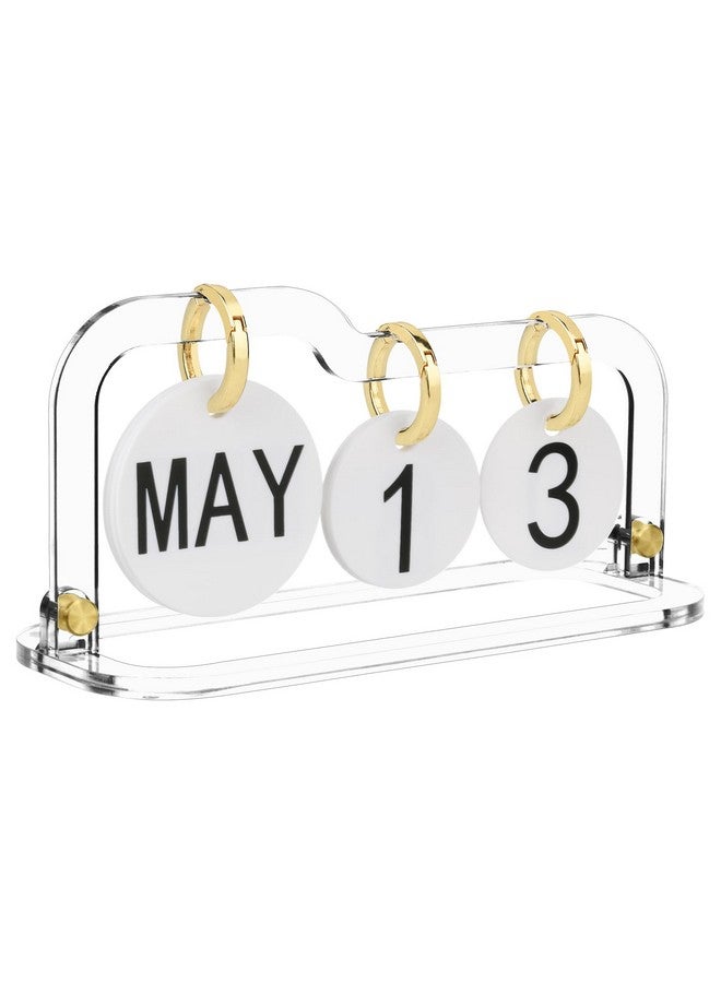 Homakover Acrylic Perpetual Desk Calendar 2023-2024 Standing Flip, Vintage Desktop Flip Calendar With Acrylic Month Date Large Display Blocks, Daily Flip Calendar For Home Office Decor Desk Accessories (Style - Image 1