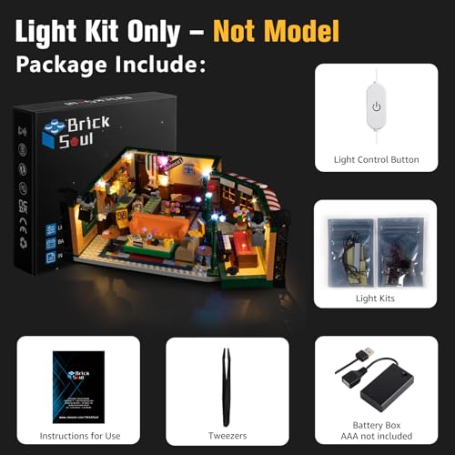 BrickSoul Upgrade Light Kit for Lego 21319 Friends Central Perk Building Set with ONOff Dimmer Switch Hidden Cable Tech Easy Install Lighting Set 21319 Set NOT Included - Image 5