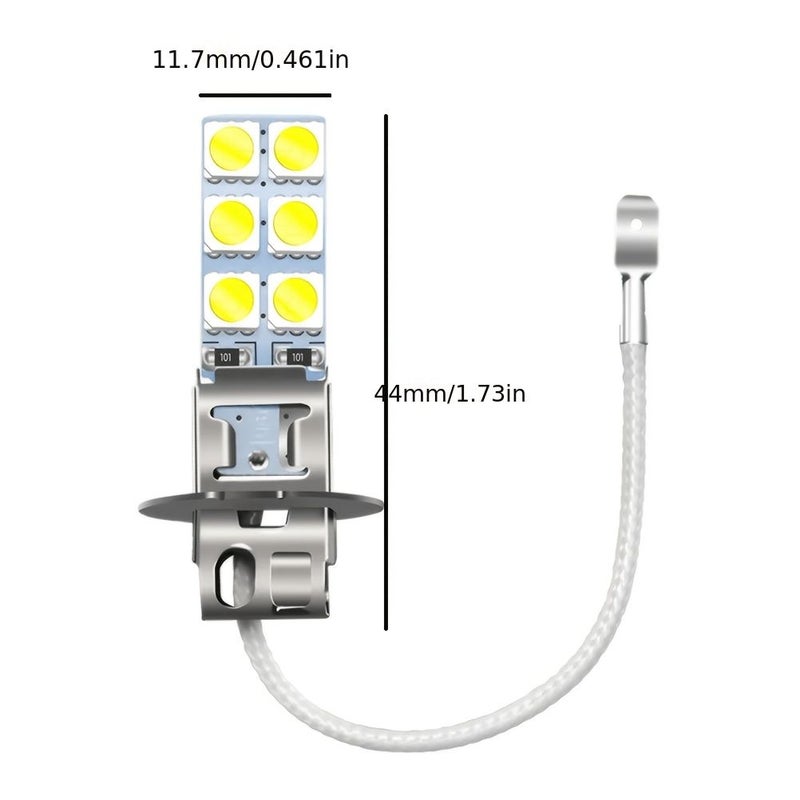 4 قطع لمبة LED H3 للضباب 5050 12SMD 55W 6000K مضادة للضباب بدون إضاءة مزعجة - Image 2