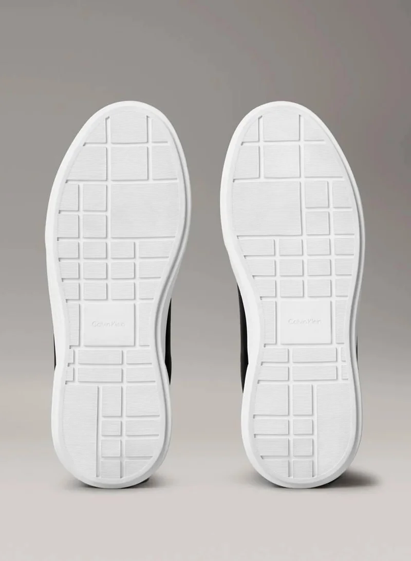 Calvin Klein Jeans Black/Vaporous White/Gum Leather Logo Trainers for Women | Best Price UAE