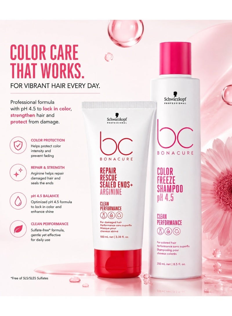شوارزكوف مجموعة Schwarzkopf BC Color Freeze شامبو 250 مل مع Peptide Repair Rescue Sealed Ends 100 مل لحماية لون الشعر وإصلاح الأطراف - Image 2