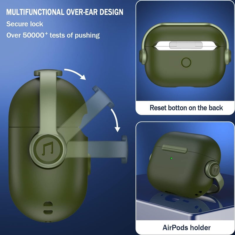 ANYOGRO Compatible with AirPods Pro 3 2025 Case Cover for Women Men, Unique Musician Headset Design PC Material Protective Case with Cleaner Kit and Keychain Green - Image 4