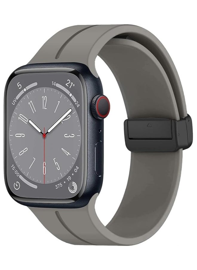 NIBEMINENT - Magnetic for Apple Watch Band 49mm 45mm 44mm  42mm Women men,Silicone Sport Strap Replacement WristBands for Apple Watch Series 9/ultra 2/8/ultra/7/SE/SE 2nd/6/5/4/3/2/1,iWatch Bands - Image 1