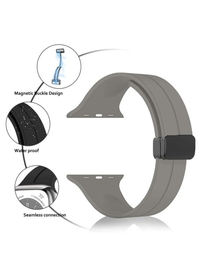 NIBEMINENT - Magnetic for Apple Watch Band 49mm 45mm 44mm  42mm Women men,Silicone Sport Strap Replacement WristBands for Apple Watch Series 9/ultra 2/8/ultra/7/SE/SE 2nd/6/5/4/3/2/1,iWatch Bands - Image 1