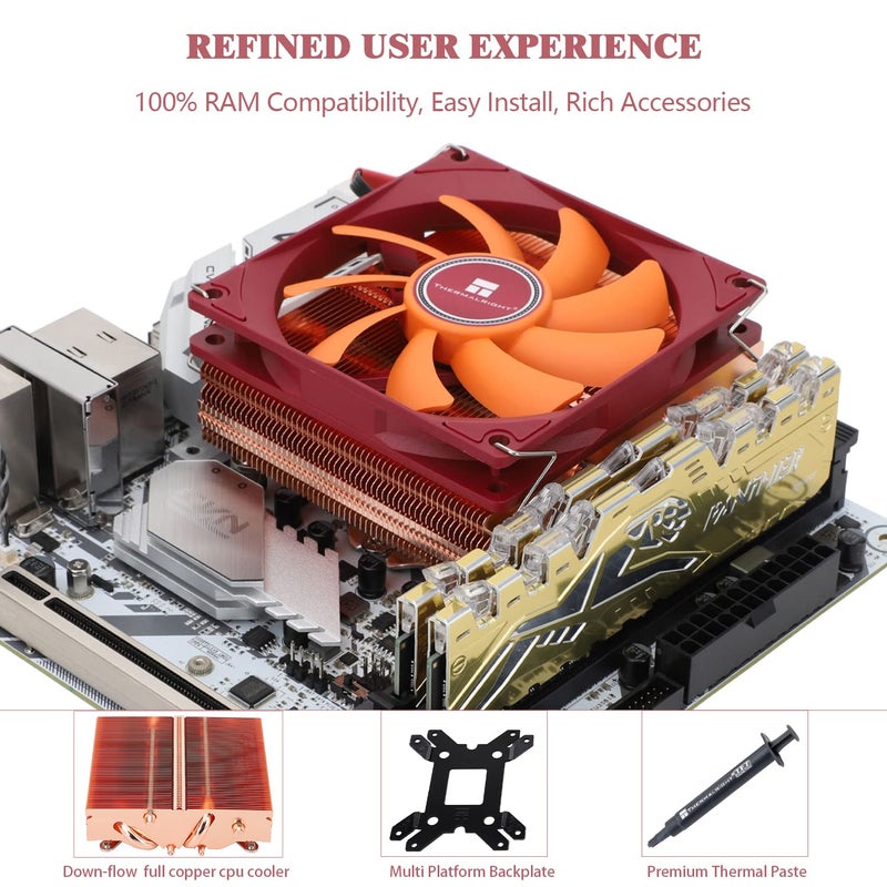 Thermalright AXP90-X47 Full Cooper Low Profile CPU Cooler, with 92mm TL-9015R Slim PWM Fan ITX CPU Cooler, AGHP Technology, 47mm Height,for AMD AM4 AM5/Intel 1700/1150/1151/1200/1851(AXP90 X47 Full) - Image 4
