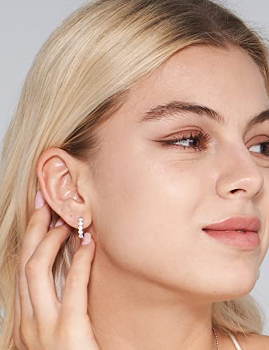 IMOLOVE Huggie earrings for women Ear Cuff Moissanite Stud Earrings Hypoallergenic Earrings for Women Sterling Silver Earrings for Women with 18K White Gold Plated Earrings-25 - Image 3