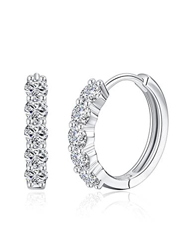 IMOLOVE Huggie earrings for women Ear Cuff Moissanite Stud Earrings Hypoallergenic Earrings for Women Sterling Silver Earrings for Women with 18K White Gold Plated Earrings-25 - Image 1