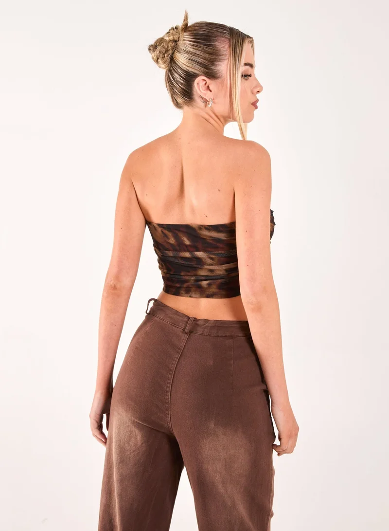 Pink Vanilla Mesh Animal Print Bandeau Top