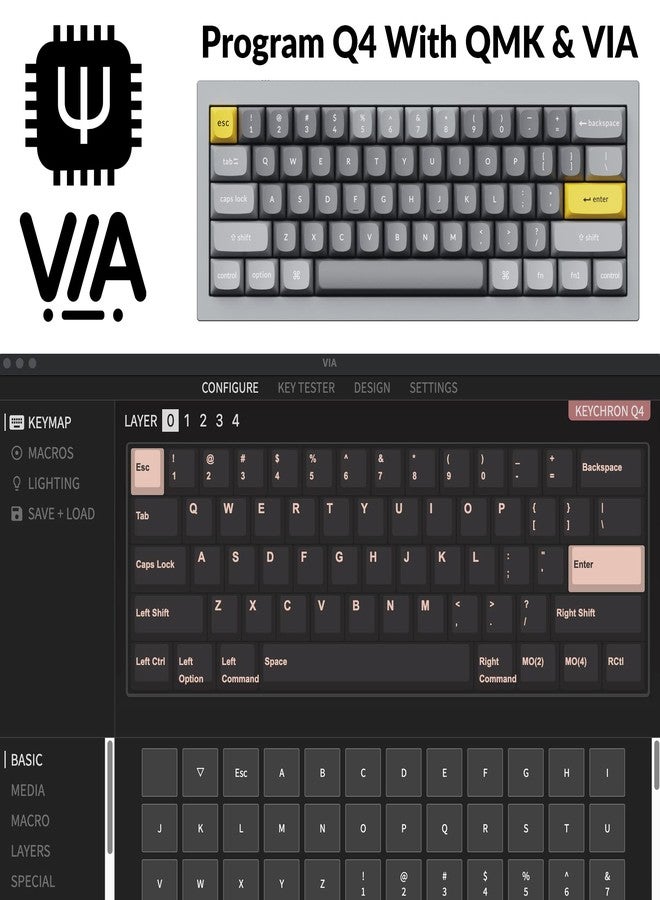 Keychron Q4 Wired Custom Mechanical Keyboard, QMK/VIA Programmable Macro, Full Aluminum, Hot-Swappable Gateron G Pro Red Switch, 60% Layout Double Gasket Compatible with Mac and Windows - Gray - Image 2