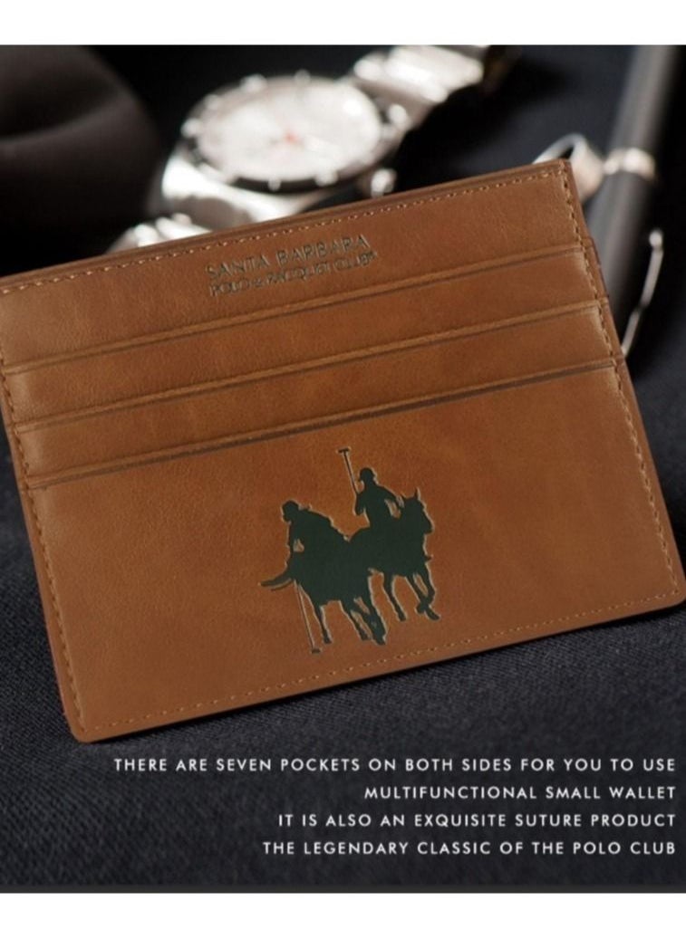 SANTA BARBARA POLO & RACQUET CLUB - Umbra Series Leather Multiple Portable Business Men Wallet, Wallet Card Holder, Credit Card Holder, Cash Holder Wallet, Stylish and Functional - Brown - Image 1