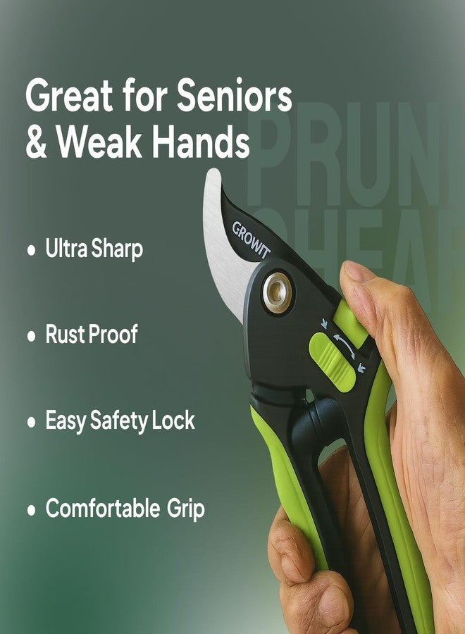 Craft911 GrowIt 8.5" Professional Titanium Bypass Pruning Shears (T13)- Super Sharp Premium Garden Shears, Pruning Shears For Gardening, Garden Hedge Clippers Handheld Pruners - Garden Scissors Heavy Duty Tool - Image 2