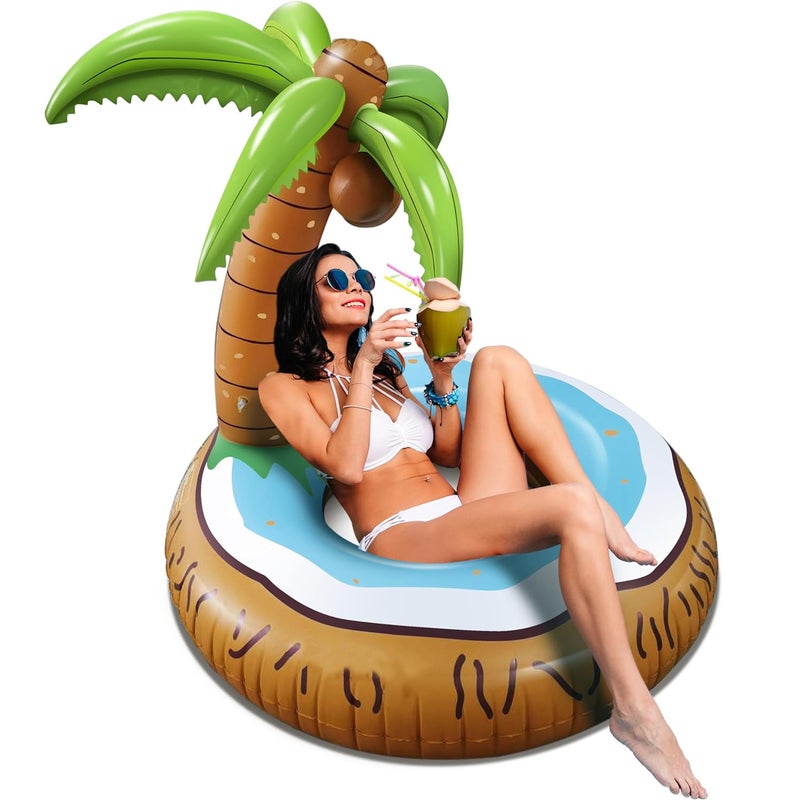 Best-Selling Coconut Tree Inflatable Floating Water Bed with Green Plant Design