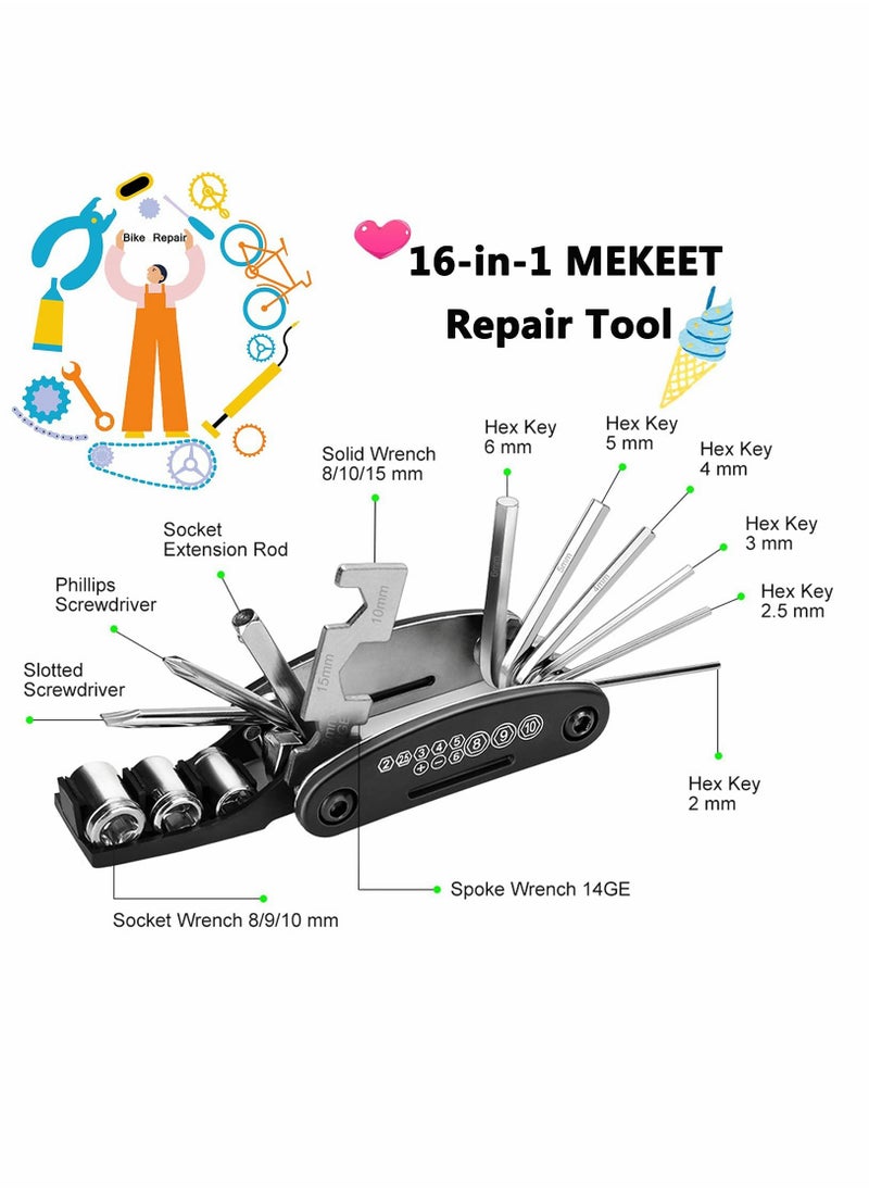 Generic - 16-in-1 Bike Tool Kit with Puncture Repair Kit, Tire Levers, and Multifunctional Accessories for Mountain and Road Bikes - Image 1