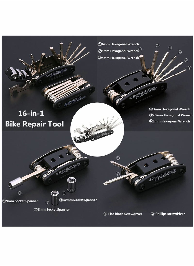 Generic - 16-in-1 Bike Tool Kit with Puncture Repair Kit, Tire Levers, and Multifunctional Accessories for Mountain and Road Bikes - Image 1