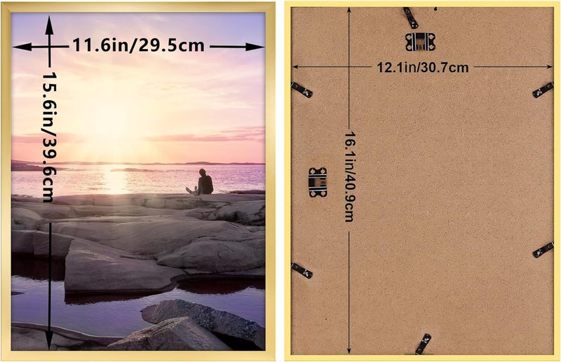 جيفت جاردن إطار الصورة Giftgarden مقاس 30 × 40 سم، إطار فردي للصور واللوحات مقاس 40 × 30 سم، إطار ملصق كبير - للتعليق الأفقي أو الرأسي فقط على الحائط، إطار صورة ذهبي - Image 2