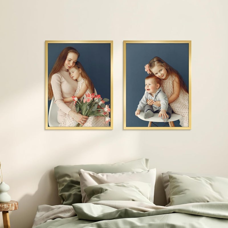 جيفت جاردن إطار الصورة Giftgarden مقاس 30 × 40 سم، إطار فردي للصور واللوحات مقاس 40 × 30 سم، إطار ملصق كبير - للتعليق الأفقي أو الرأسي فقط على الحائط، إطار صورة ذهبي - Image 4