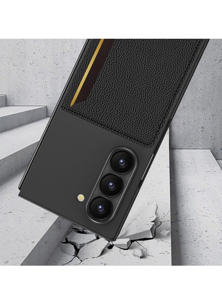 For Samsung Galaxy Z Fold 6 GKK Integrated Ultra-thin Card Slots Phone Case-Natural Titanium