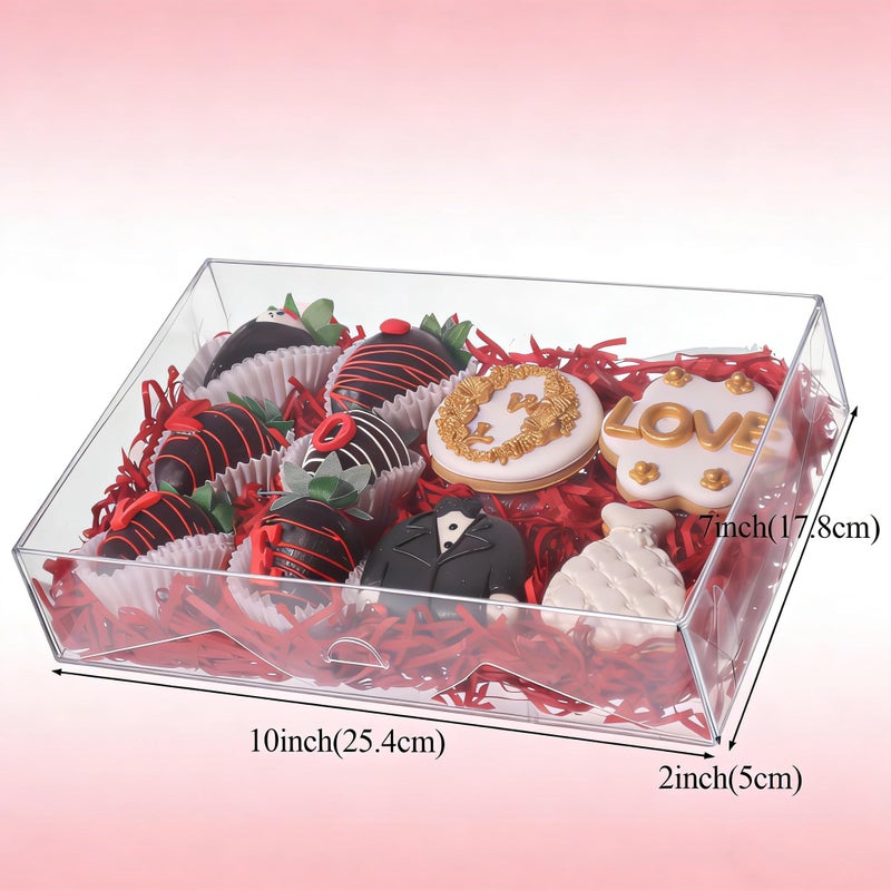 JCXGRVC 4 PCS 10x7x2 inches Clear Strawberry Boxes Bakery Boxes Cookie Box Macaron Boxes Gift Box Treat Box for Party Easter Mother's Christmas Valentine's Birthday Day - Image 2