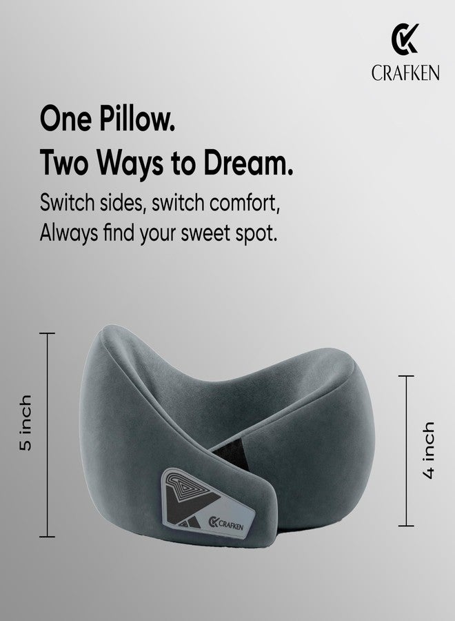 CRAFKEN Travel Neck Pillow for Airplane & Car - Memory Foam Neck Support Pillow for Travel, Adjustable Head & Neck Support Cushion for Sleeping, Soft & Breathable Travel Pillow for Flight, Car & Home - Image 3