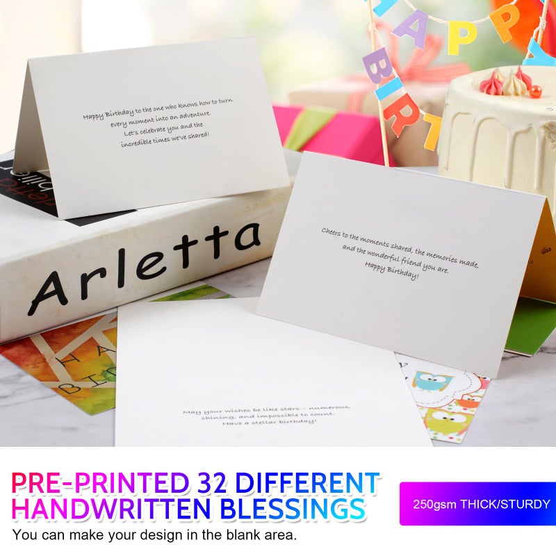 Joyberg 32 PCS Happy Birthday Cards Bulk with Envelopes, 4x6 Assorted Birthday Cards - Image 4