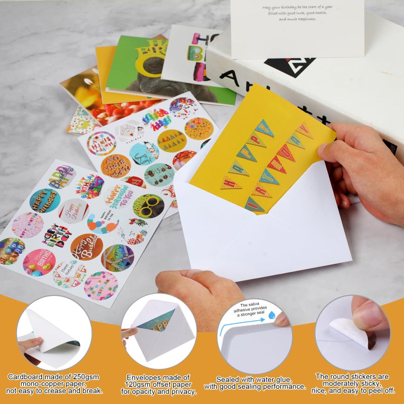 Joyberg 32 PCS Happy Birthday Cards Bulk with Envelopes, 4x6 Assorted Birthday Cards - Image 5