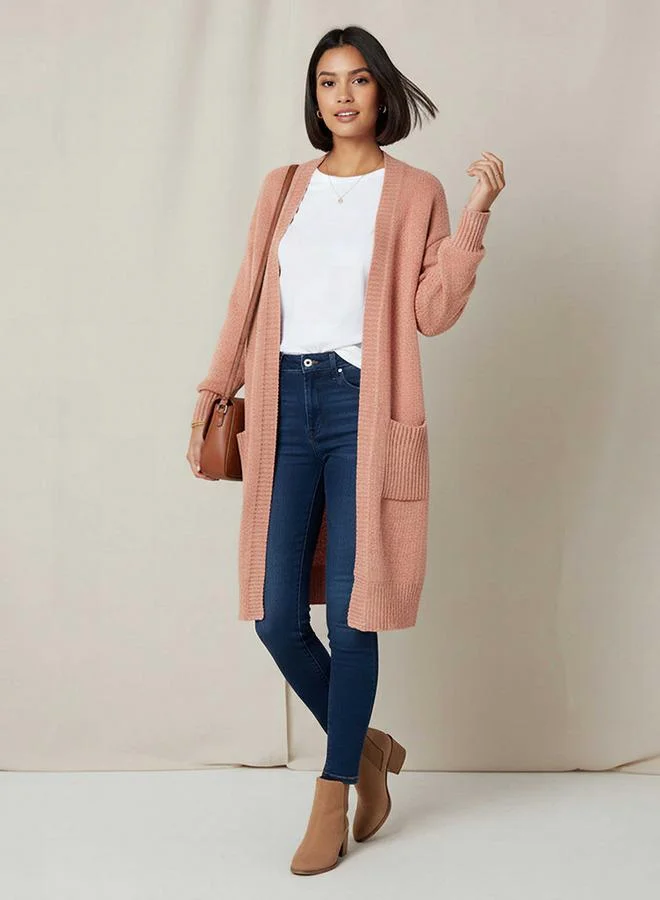 2Xtremz 2Xtremz Longline Open Front Chenille Cardigan