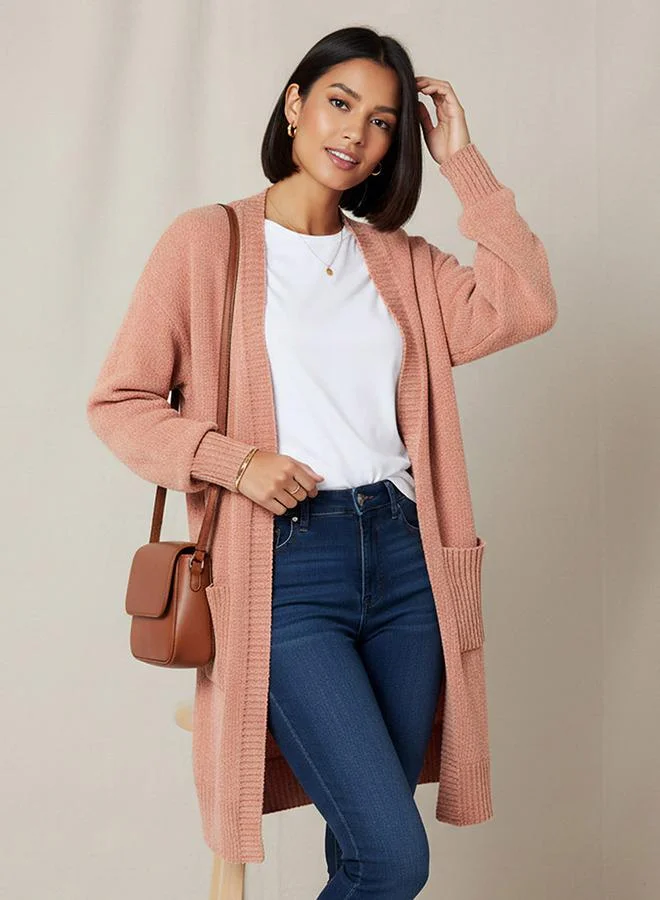 2Xtremz 2Xtremz Longline Open Front Chenille Cardigan