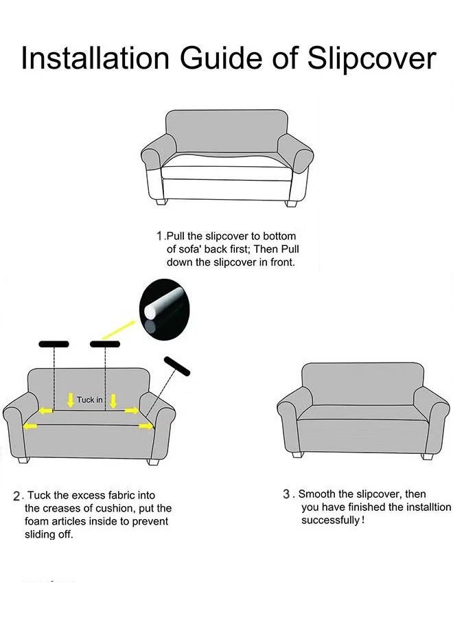 Fabienne Stretch Fit 3-Seater Sofa Cover Soft Brushed Fabric Couch Cover Exquisitely Full Coverage Furniture Protector Slipcover Three Seater Fits on Standard and Recliner Sofa 185-235cm Size Sand Beige - Image 5