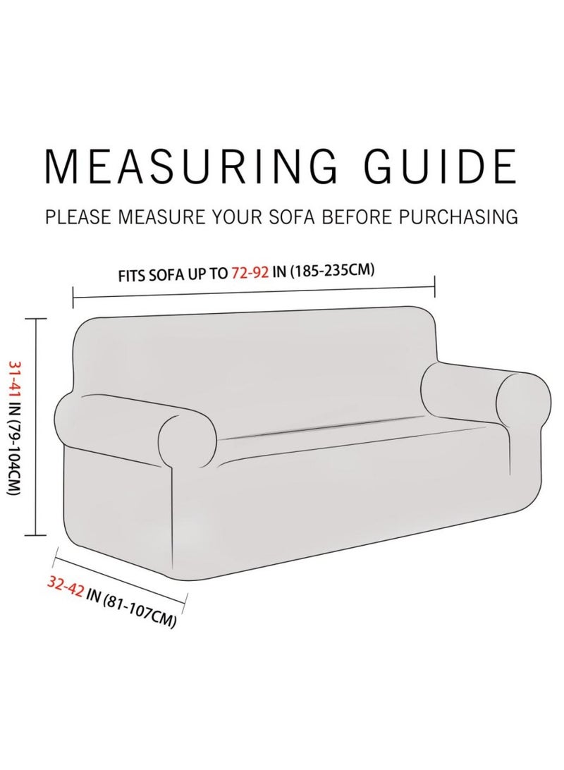 Fabienne Stretch Fit 3-Seater Sofa Cover Soft Brushed Fabric Couch Cover Exquisitely Full Coverage Furniture Protector Slipcover Three Seater Fits on Standard and Recliner Sofa 185-235cm Size Sand Beige - Image 3