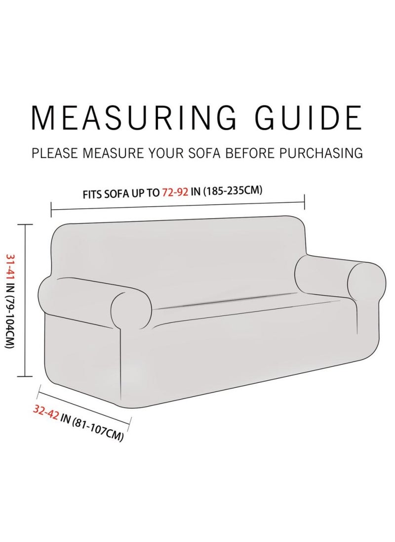 Fabienne Stretch Fit 3-Seater Sofa Cover Soft Brushed Fabric Couch Cover Exquisitely Full Coverage Furniture Protector Slipcover Three Seater Fits on Standard and Recliner Sofa 185-235cm Size Sand Beige  - Image 4