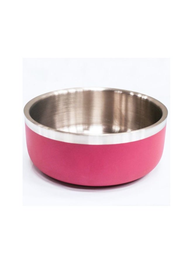 Saluki Stainless Steel Double Wall Dog Bowls Maroon 350ml