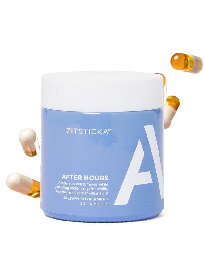 ZITSTICKA ZitSticka Vitamin Acne Supplement for Cystic Acne w/ 30 Natural Caps for Women and Men, Supplements for Hormonal Support, Skin Clarity, Dark Spots - Dermatologist Tested (After Hours Ceramides) 