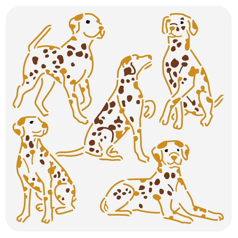BENECREAT 12x12 inch Dog Pattern PET Drawing Painting Stencils, Plastic Reusable Stencil Template for DIY Crafts Drawing Scrapbook, Photo Album - Image 1