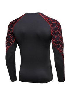Generic Men Quick Dry Breathable Elastic Long Sleeve Shirt Red  - Image 2