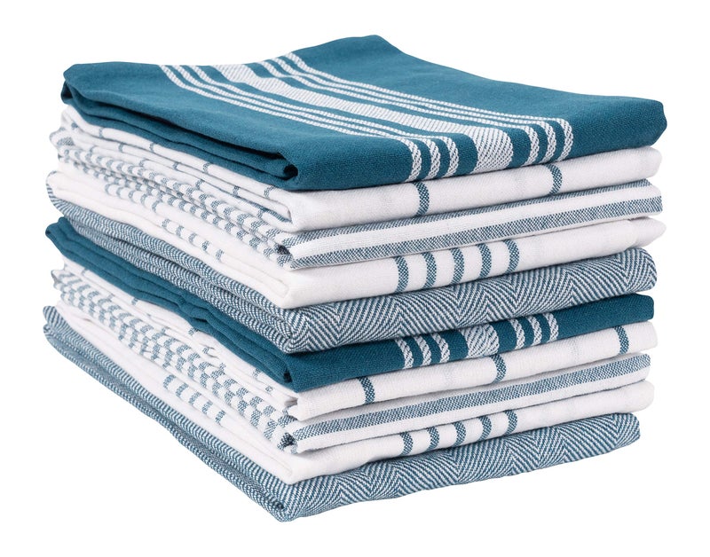 KAF Home Soho Kitchen Dish Towel Set of 10  18 x 28 Inch Tea Towels  Soft and Absorbent Mixed Set of Flat Towels Teal