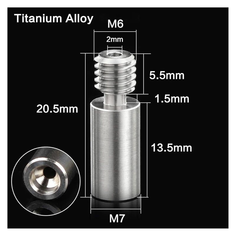 قطع طابعة ثلاثية الأبعاد V6 سبيكة تيتانيوم ثنائية المعدن كسر حراري عنق كتلة سخان TA أملس قصير 10 قطع - Image 3