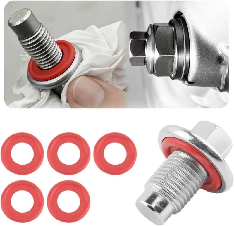 CXCCOI سدادات تصريف زيت المح��ك البديلة للسيارات M14x1.5 مع 6 قطع من حشية سدادة تصريف الزيت OEM ZZM2-10-407، صامولة سد زيت السيارات القياسية متوافقة مع كاواساكي وهوندا، سدادات تصريف حوض الزيت (M14x1.5) - Image 1